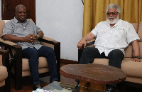 Flagbearer of the NDC, John Dramani Mahama and Former President JJ Rawlings