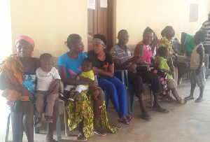 Some of the residents waiting to be screened