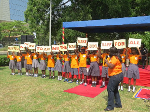 Nana Oye Lithur, Minister for Gender with some school kids