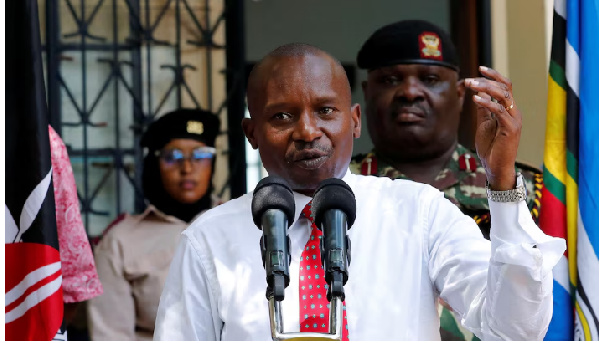 Kenya's Interior Minister Kithure Kindiki speaks during a press conference in Kilifi county