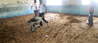 The floor of the lower primary block classrooms have been lifted for reconstruction