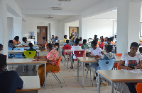 Some of the students at the exam hall