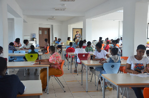 Some of the students at the exam hall