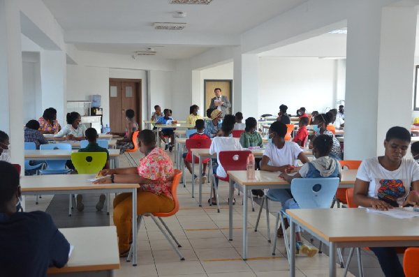 Some of the students at the exam hall