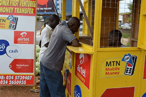 A MoMo merchant with a customer