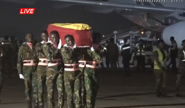 Military men convey Atsu's coffin from Turkish Airlines plane