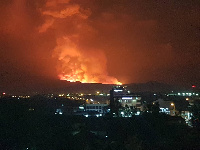 A volcanic eruption at Nyiragongo, DR Congo