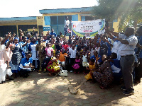 Members of St. Vincent de Paul society with residents of the orphanage