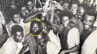 Douglas Tagoe and Bismark Odoi, the two lads looking at the camera beneath the cup