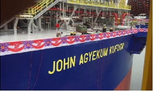 Image of FPSO John Agyekum Kufuor at Keppel shipyard in Singapore