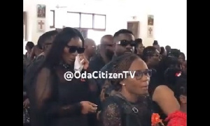 Sarkodie and wife, Tracy at the funeral service