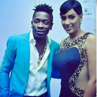 Shatta Wale  and Juliet Ibrahim at Glo CAF Awards