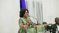 Shirley Ayorkor Botchway, Ghana's Foreign Affairs Minister addressing a gathering