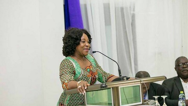 Shirley Ayorkor Botchway, Ghana's Foreign Affairs Minister addressing a gathering