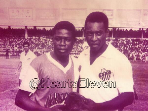 Hearts' Amusa Gbadamoshie with Pele