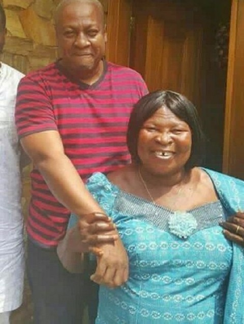 Former President John Dramani Mahama with Madam Akua Donkor