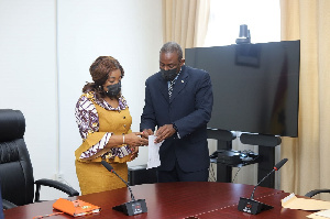 Cuban Ambassador to Ghana, Pedro Luiz Gonzalez with Shirley Ayorkor Botchwey