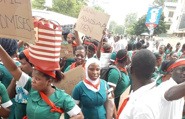 Some aggrieved nurses protesting