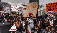 Some young women in Namibia leading the #ShutItAllDown protests in 2020