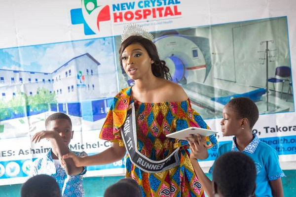 Margherita Melody Nana Adwoa Boatemaa Oppong addressing some students