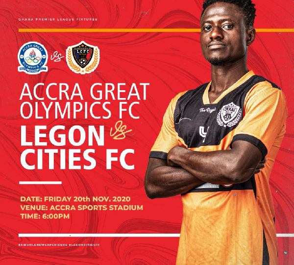 Legon Cities will face Accra Great Olympics on matchday two