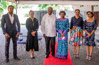 Ex-Ivorian prez Laurent Gbagbo (third left) paid condolence visit to Rawlingses in Accra