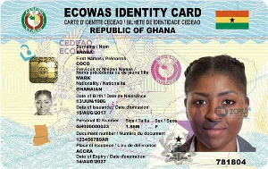 File photo of a Ghana Card sample