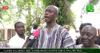 Chief of Kyebi, Osabarima Marfo Kwabrane addressing the media after the tour