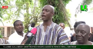 Chief of Kyebi, Osabarima Marfo Kwabrane addressing the media after the tour