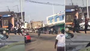 Screengrab of machete wielding gang members on the Nima - Mamobi road