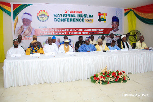 Shot of high table at opening of the National Muslim Conference in Accra