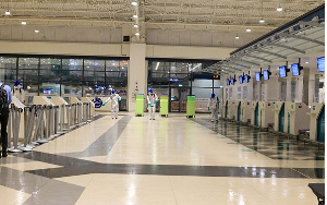 A section of the KIA Terminal 3 being disinfected