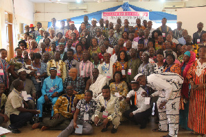 The writer with Ghana National Association of Private Schools executives at Wa in Upper West