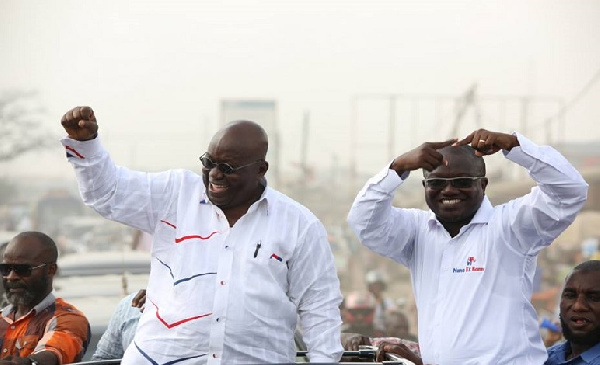 Akufo-Addo, president elect of Ghana, with others on one of their campaign tours