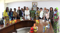 Deputy Trade Minister, Nana Ama Dokua Asiamah Adjei (middle) flanked by WISTA officials, others