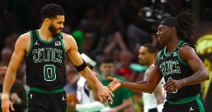 Jayson Tatum (left) and Jrue Holiday were key to the Celtics' win