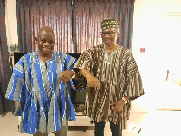 Ambassador Yakubu in a pose with the Chairman of NDF, Major (retired) Albert Don Chebe