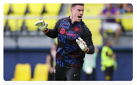 Marc-Andre ter Stegen of FC Barcelona warms up during the Spanish league, La Liga EA Sports