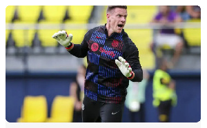 Marc-Andre ter Stegen of FC Barcelona warms up during the Spanish league, La Liga EA Sports