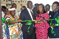 Justice KwasiAnin-Yeboah assisted by Nii Dr Ayi-Bonte II (left) and Mrs Elizabeth Sackey