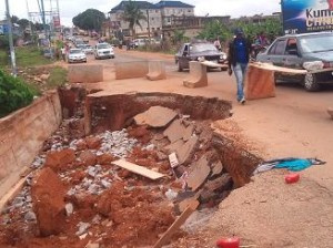 Damaged Buokrom Airport Road