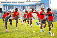 The Black Stars of Ghana having a training session