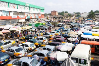 Aerial shot of a lorry terminal