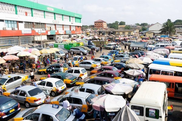 Aerial shot of a lorry terminal