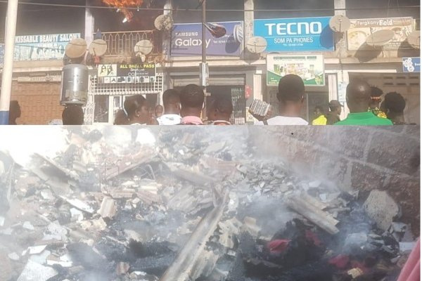 Fire has destroyed three stores around the Tarkwa Railway Station