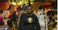 Ghanaian designer Aphia Sakyi strutting on the runway