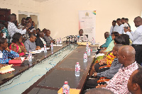 Prof Baah-Boateng speaking to the media in Accra