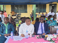 George Mireku-Duker (in white) seated during the unveiling of the dormitory