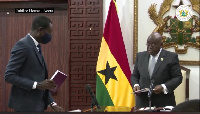 Kissi Agyebeng takes his oath of office as Special Prosecutor on August 5, 2021