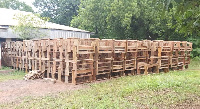 The 300 wooden dual desks presented to the East Gonja Municipal Education Service Directorate